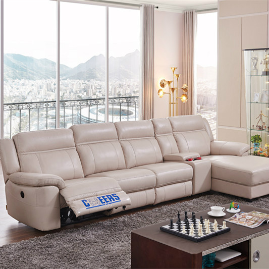 芝华仕真皮现代休闲沙发E-U5102M（曲尺四件沙发）