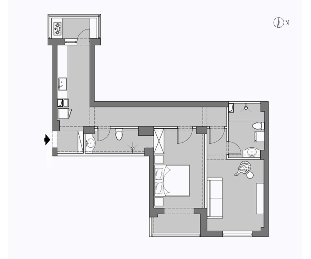 70平法式两室住宅公寓装修案例