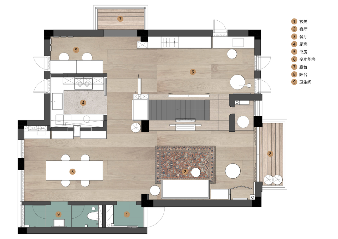 190平现代简约三室住宅公寓装修案例