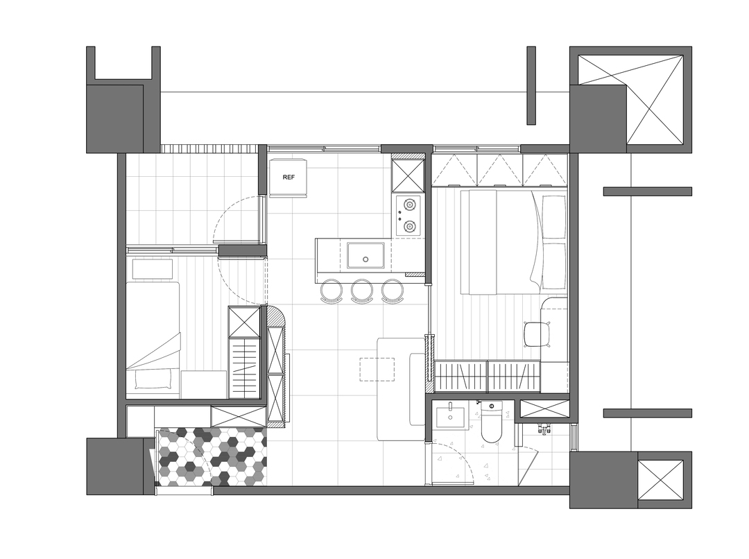 40平现代混搭北欧两室住宅公寓装修案例