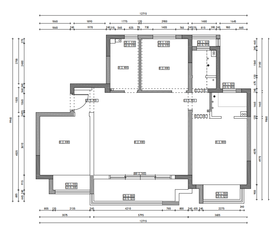 110平现代法式三室住宅公寓装修案例