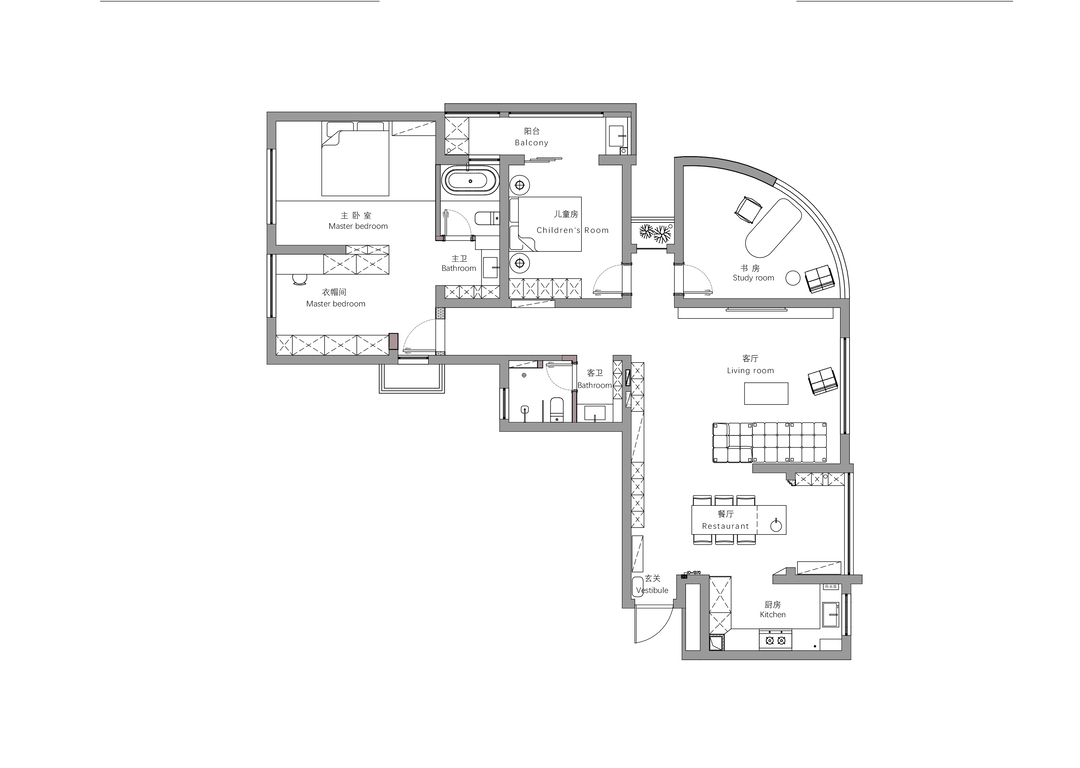 175平现代现代简约三室住宅公寓装修案例