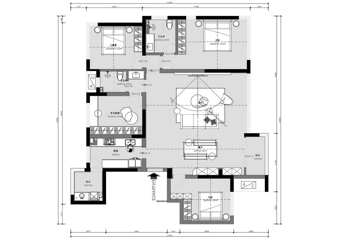 130平现代四室住宅公寓装修案例