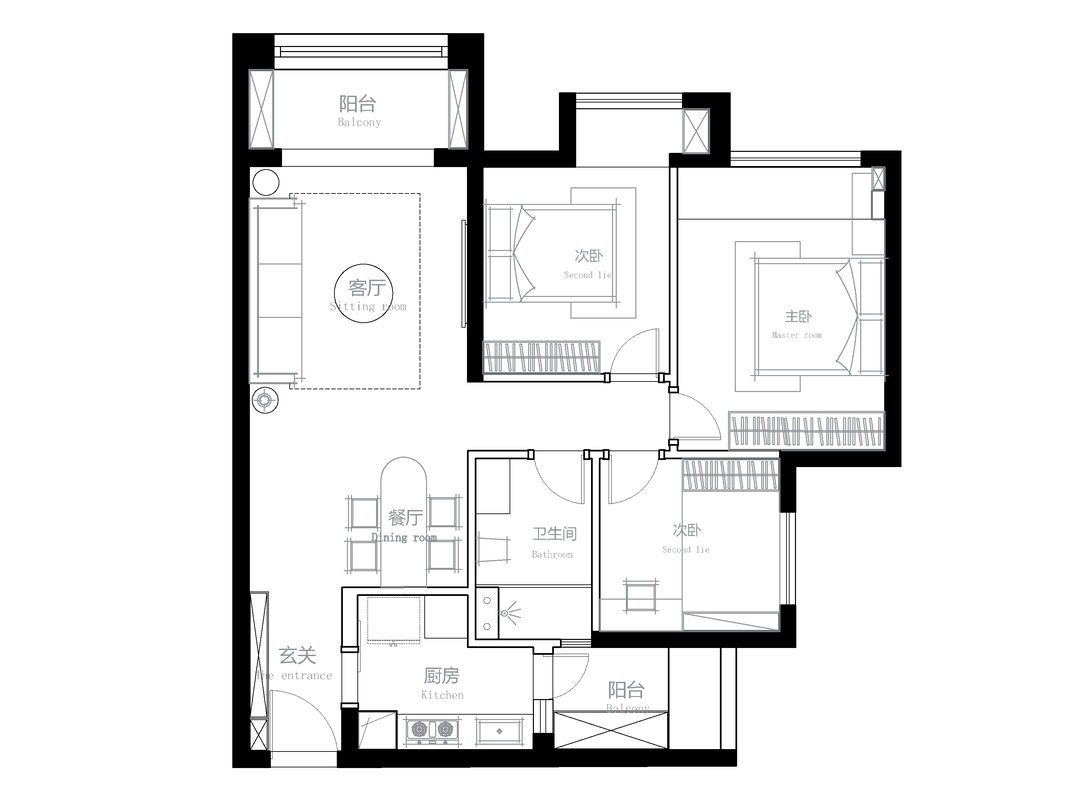 80平现代轻奢三室住宅公寓装修案例