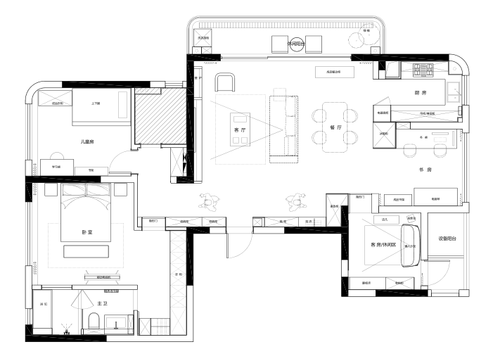 145平现代简约侘寂四室住宅公寓装修案例