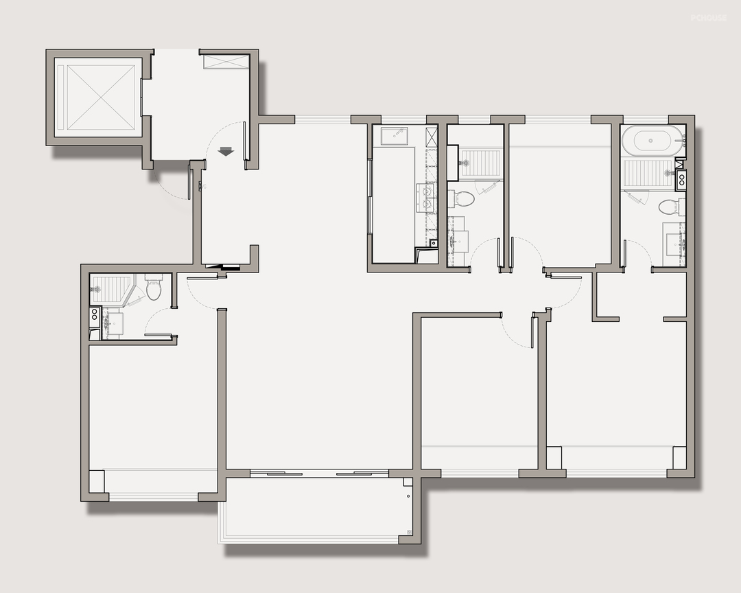 170平现代四室住宅公寓装修案例
