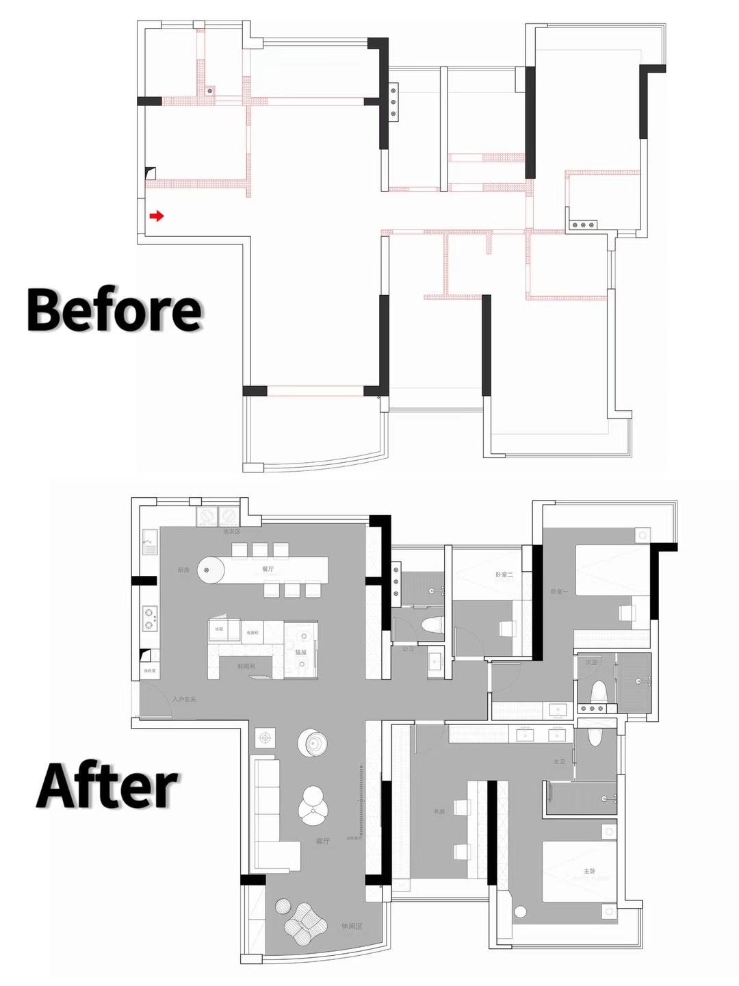 175平现代简约三室住宅公寓装修案例