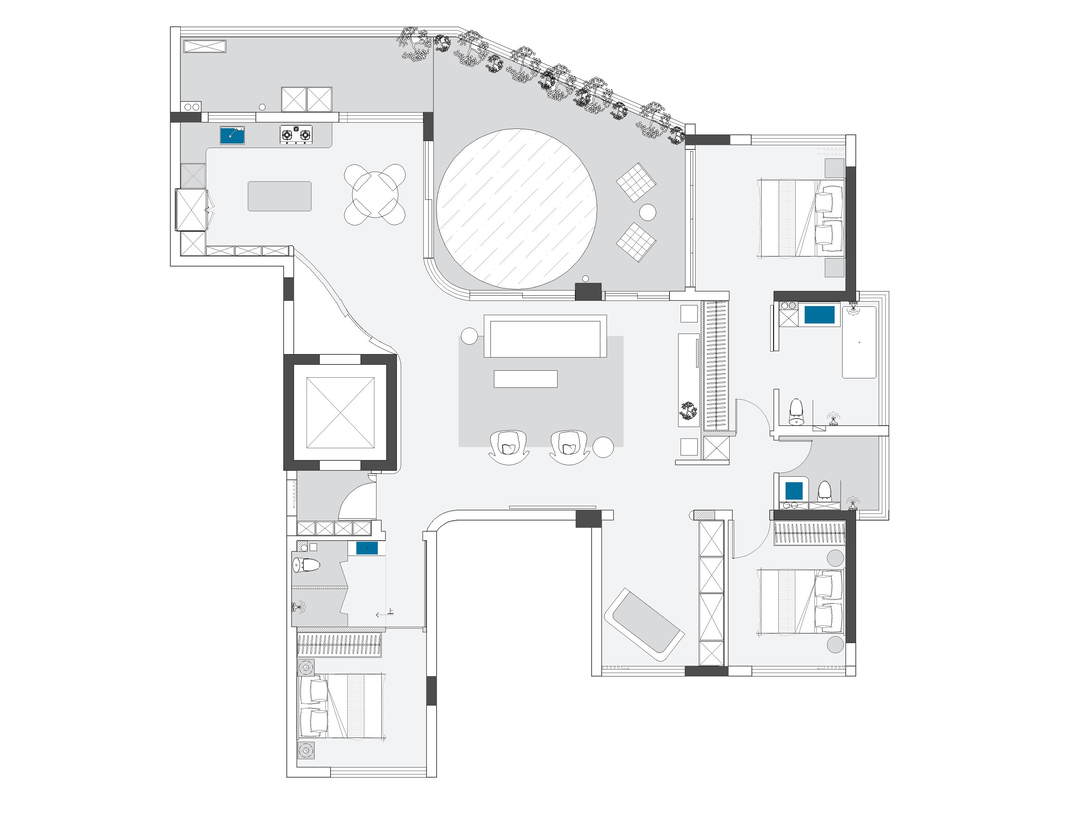 180平现代波西米亚四室住宅公寓装修案例