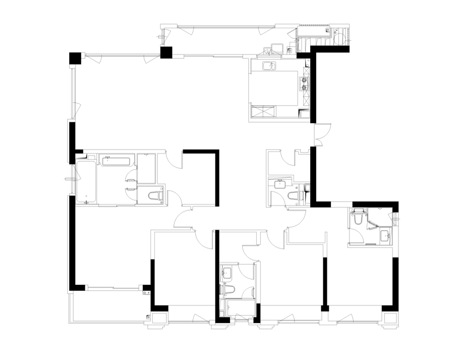 250平现代法式三室住宅公寓装修案例