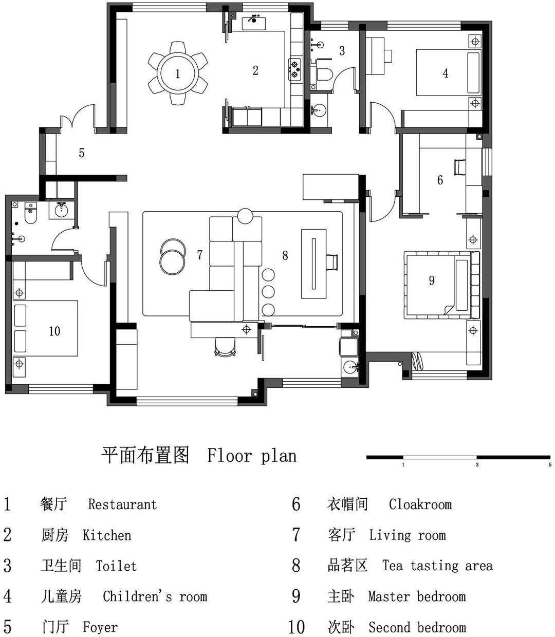 170平现代三室住宅公寓装修案例