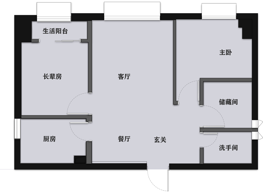 63平现代三室住宅公寓装修案例