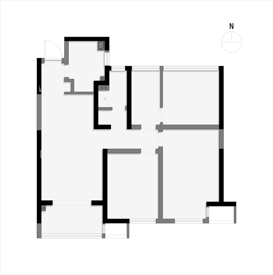 95平现代法式三室住宅公寓装修案例