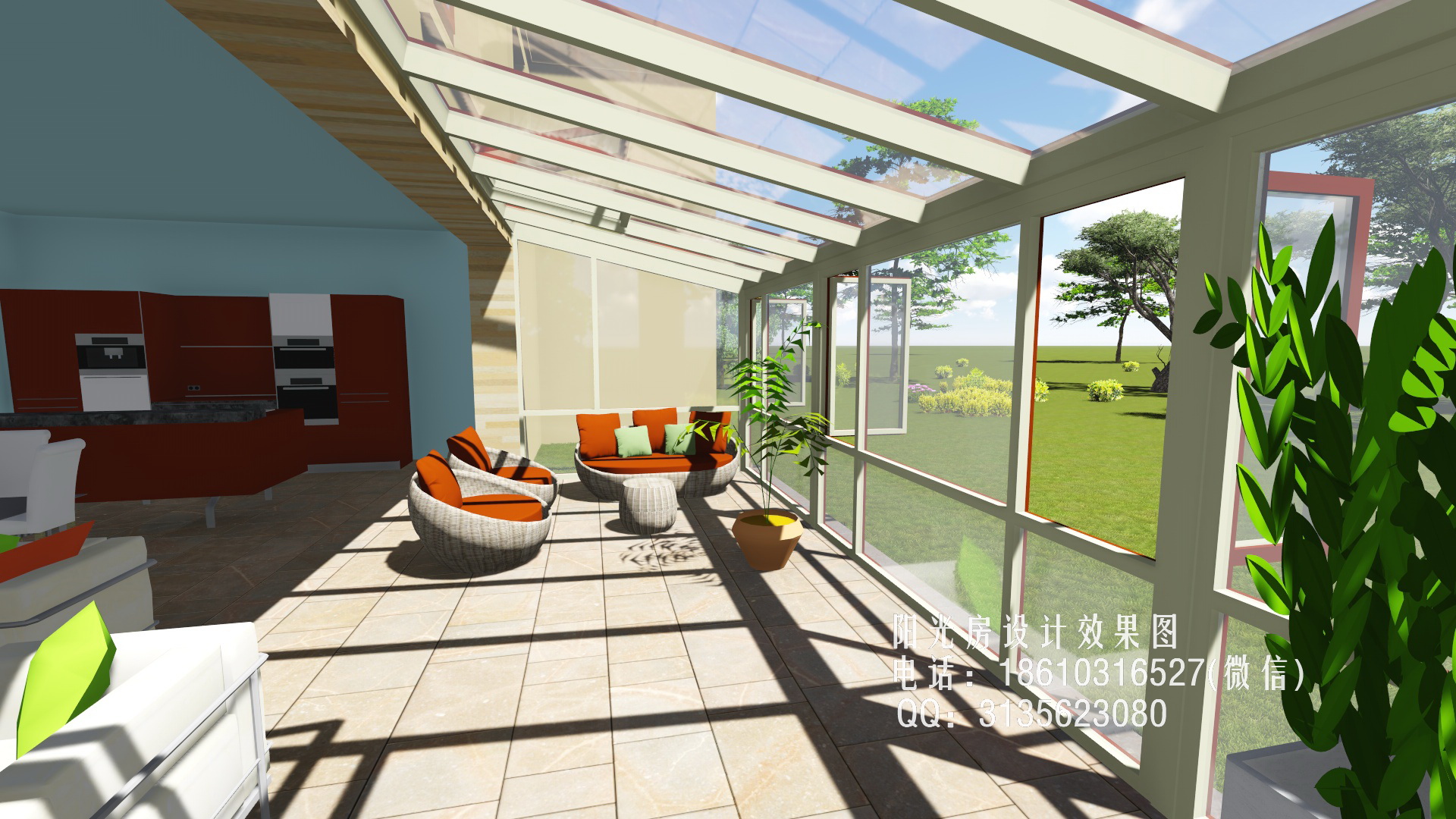 庭院单坡阳光房设计效果图_太平洋家居网整屋案例