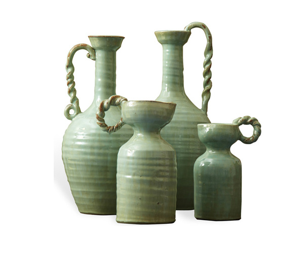 Houzz 法国乡村青瓷绿陶花瓶