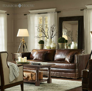 Harbor House Dakota 三人沙发真皮-浓咖啡色 美式家具1018630612