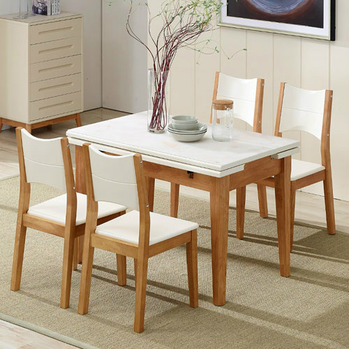 德邦尚品钢化玻璃餐桌椅组合伸缩折叠餐桌