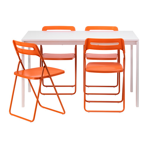 宜家家居麦托 / 尼斯白色橙色一桌四椅690.128.02
