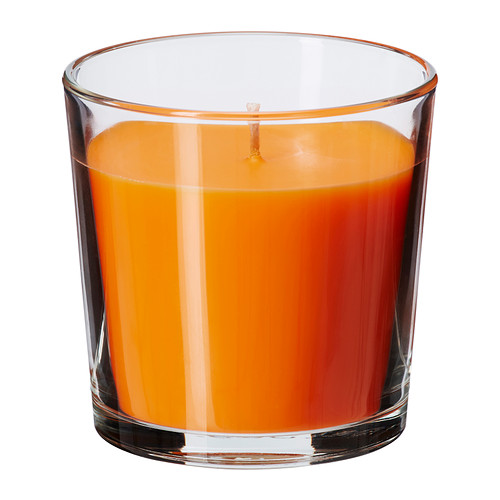 宜家家居西恩利橙色香味烛和玻璃杯202.377.04
