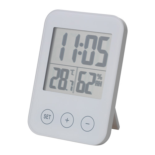 宜家家居斯洛缇白色电子钟带湿度计/温度计103.163.77