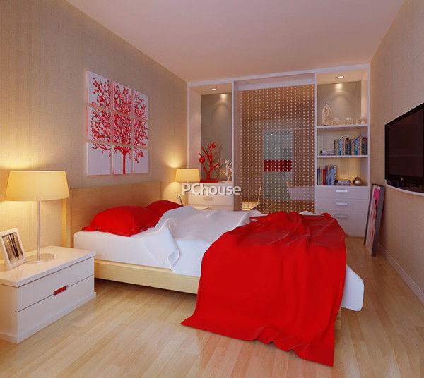 红色可以与米色或者白色搭配,能渲染不错的居室效果